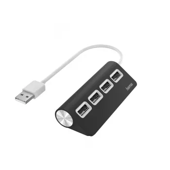 Hama hub USB, 4 porte, USB 2.0, 480 Mbit/s, nero