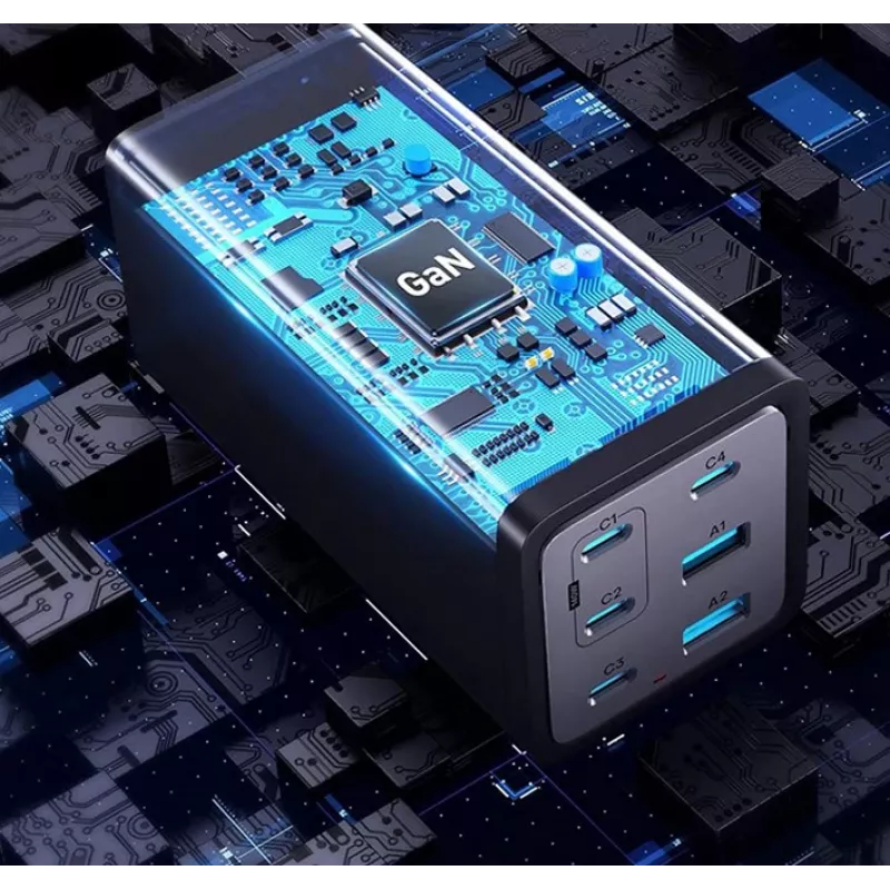 Conceptronic caricabatterie GaN USB PD 6 porte 200W con cavo di ricarica USB-C, USB-C x 4, USB-A x 2, QC 3.0, PD 3.1, PPS