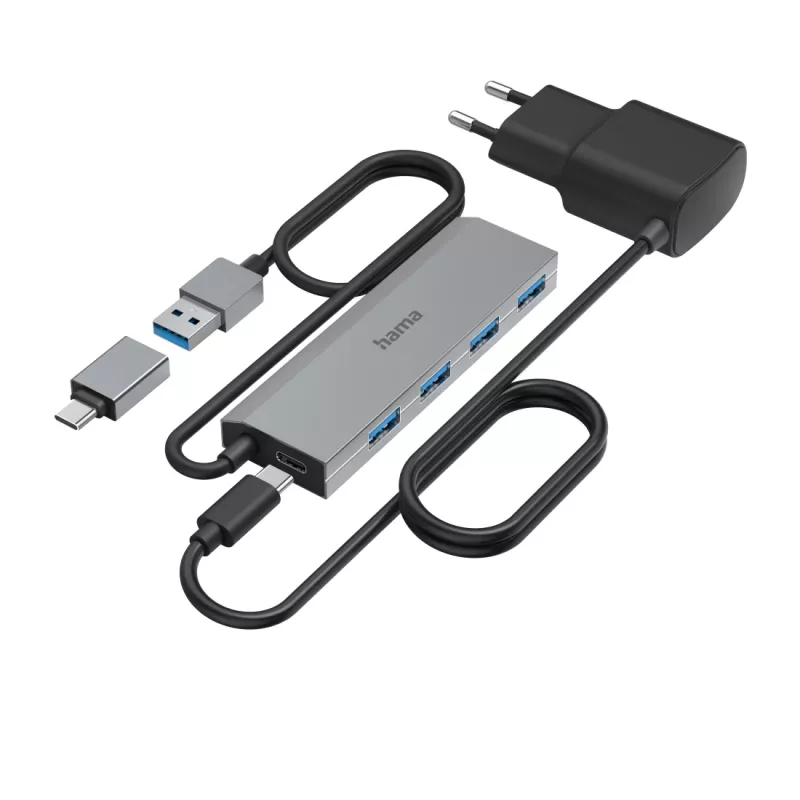 Hama 00200138 Hub interfacce USB 3.2 Gen 1 (3.1 Gen 1) Type-A + Type-C 5000 Mbit/s antracite, grigio