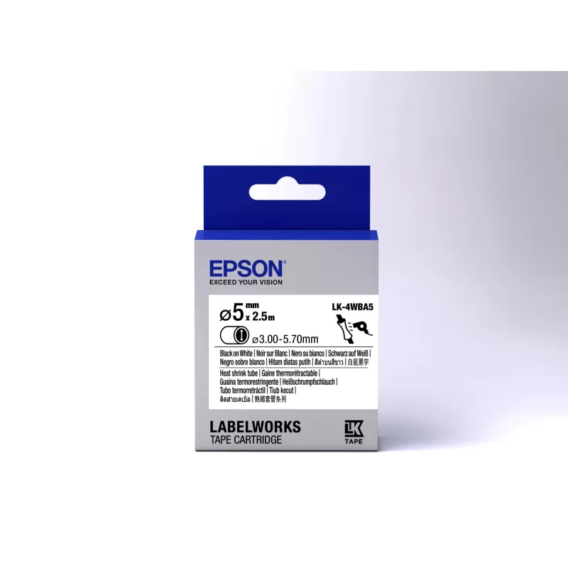 Epson cartuccia etichetta Heat Shrink Tube (HST) LK-4WBA5 nero/bianco D5mm (2,5m)