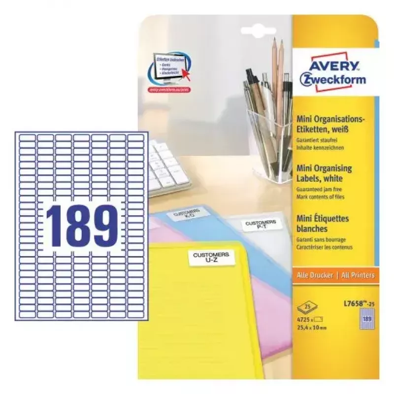 Etichetta adesiva per stampante Avery L7658-25