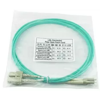 BlueOptics Cavo patch in fibra ottica LC-SC multimode OM3 duplex, LC-UPC/SC-UPC, 1 m, beige (compatibile con Corning 055702K512000001M)