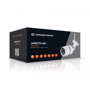 Conceptronic JARETH HD Wireless Cloud telecamera IP, esterni, telecamera di videosorveglianza IP, esterni, con filo e senza fili, esterna, soffitto/parete, bianca