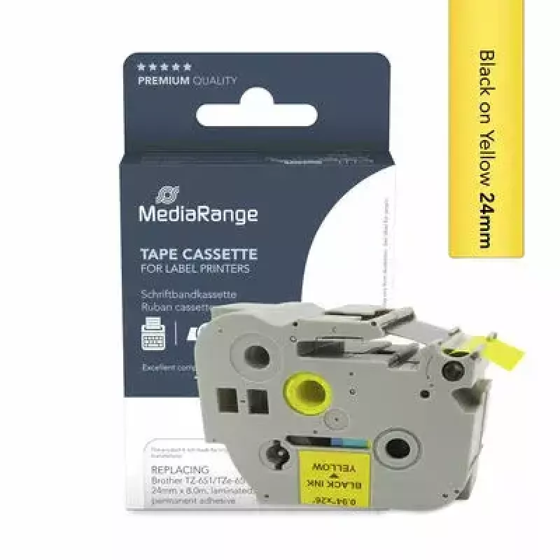 Nastro per stampante MediaRange MRBTZ651 nero 2,4 cm 8 m
