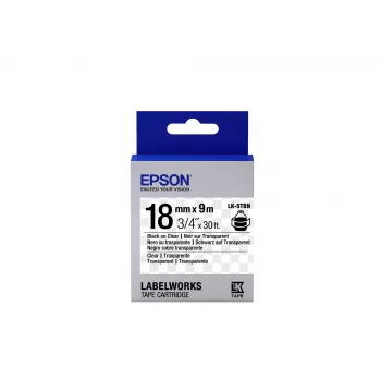 Cartuccia etichetta Epson trasparente LK-5TBN nero/trasparente 18mm (9m)