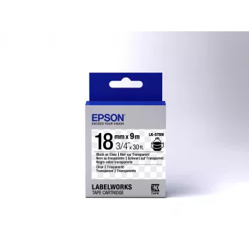 Cartuccia etichetta Epson trasparente LK-5TBN nero/trasparente 18mm (9m)