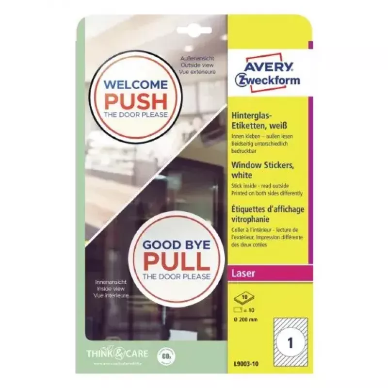 Adesivi per finestre Avery L9003-10 autoadesivi bianco A4 10 pezzi