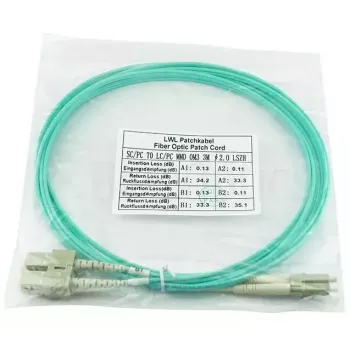 BlueOptics Cavo patch in fibra ottica LC-SC multimodale OM3 duplex, LC-UPC/SC-UPC, 2 m, beige (compatibile con Corning 055702K512000002M)