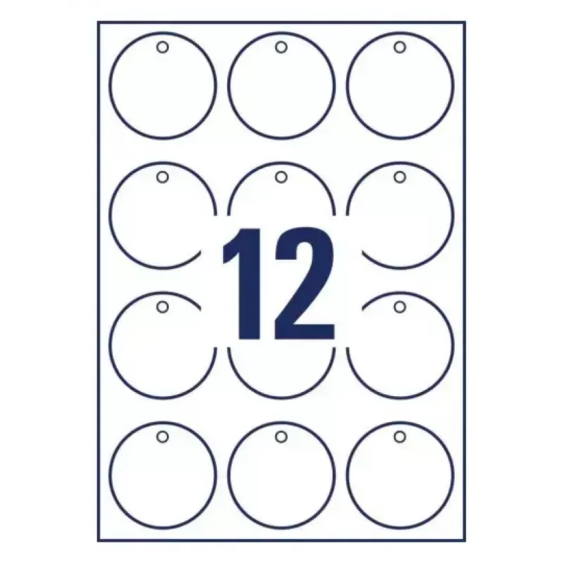 Etichetta non adesiva Avery T2004-10 120 pezzi Bianco Rotondo 6 cm