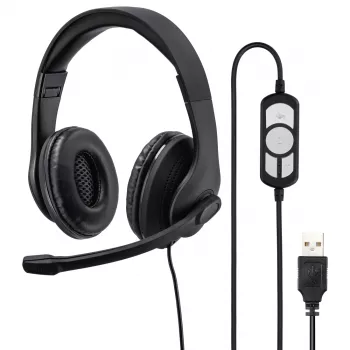 Hama HS-USB300 Cuffie con microfono PC Office, cablate, USB, nero