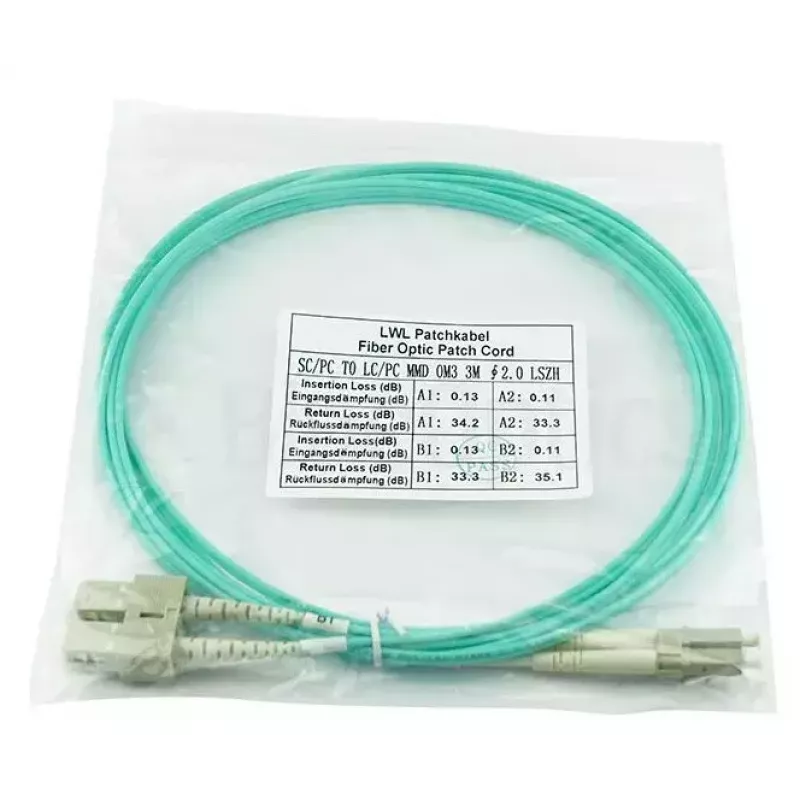 BlueOptics Cavo patch in fibra ottica LC-SC multimodale OM3 duplex, LC-UPC/SC-UPC, 3 m, beige (compatibile con Corning 055702T512000003M)