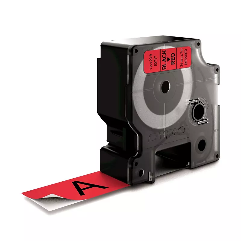 DYMO Authentic Etichette D1 | 24 mm x 7 m rotolo | Stampa nera su rosso | Etichette autoadesive per etichettatrici LabelManager
