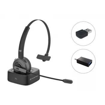 Conceptronic POLONA Headset Bluetooth wireless con base di ricarica e adattatore audio Bluetooth USB-A