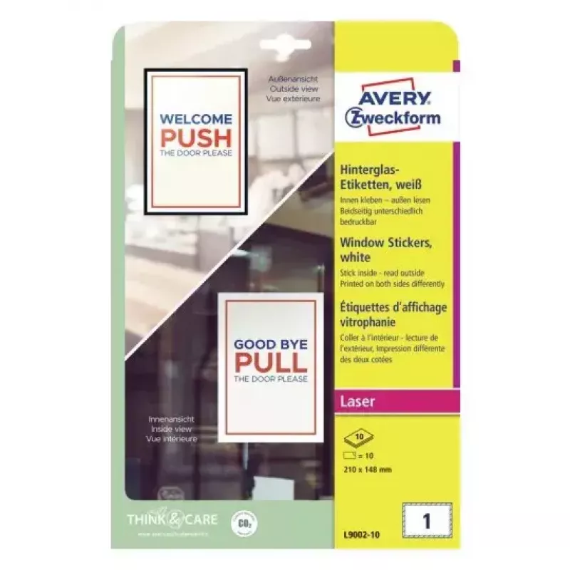 Avery Window Stickers etichetta adesiva per stampante A5 bianco 10 pz.