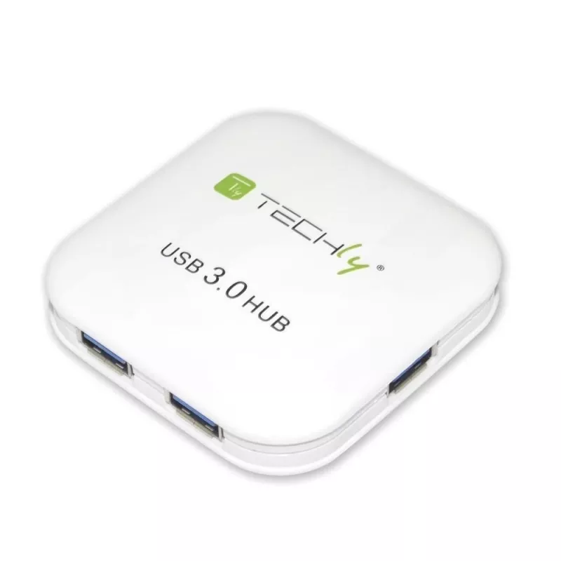 Techly hub USB 3.0 Super Speed 4 porte bianco IUSB3-HUB4-WH, USB 3.2 Gen 1 (3.1 Gen 1) Type-A, 5000 Mbit/s, bianco, 0,8 m, CE, RoHS, USB 2.0 USB 1.1