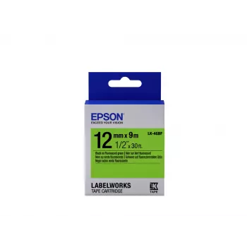 Epson cartuccia etichetta fluorescente LK-4GBF nero/verde 12mm (9m)