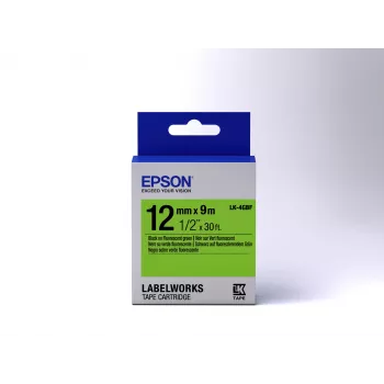 Epson cartuccia etichetta fluorescente LK-4GBF nero/verde 12mm (9m)