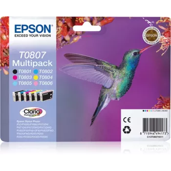 Epson Hummingbird multipack 6 colori T0807 inchiostro Claria Photo