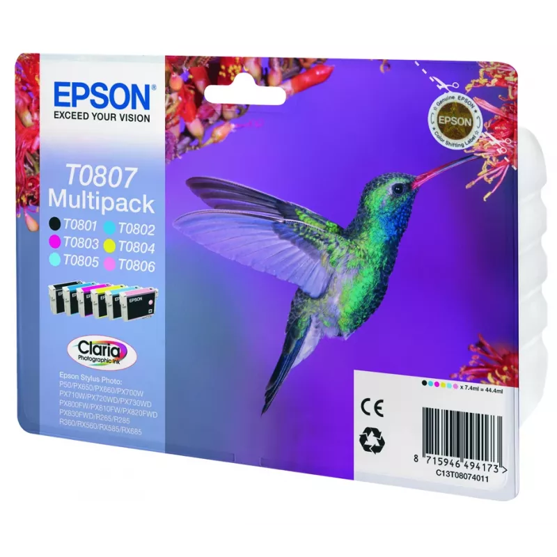 Epson Hummingbird multipack 6 colori T0807 inchiostro Claria Photo