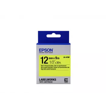Cartuccia etichetta Epson fluorescente LK-4YBF nero/giallo 12 mm (9 m)