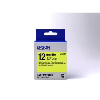 Cartuccia etichetta Epson fluorescente LK-4YBF nero/giallo 12 mm (9 m)