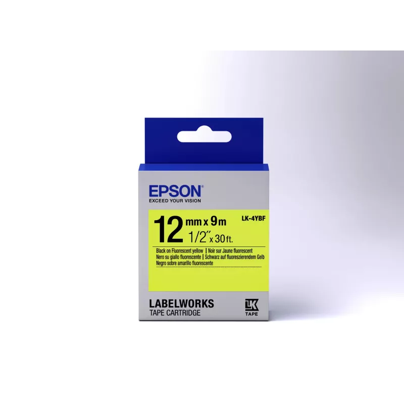 Cartuccia etichetta Epson fluorescente LK-4YBF nero/giallo 12 mm (9 m)