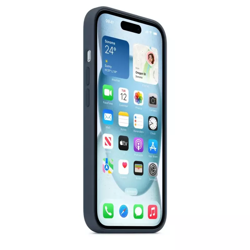 Custodia in silicone Apple iPhone 15 MagSafe Storm Blue