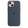 Custodia in silicone Apple iPhone 15 MagSafe Storm Blue