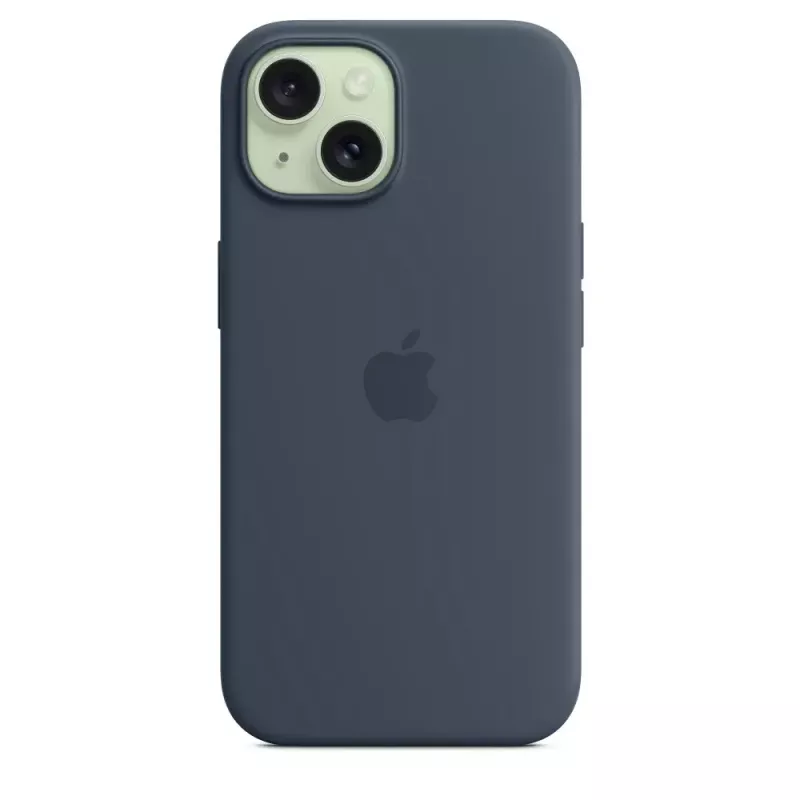 Custodia in silicone Apple iPhone 15 MagSafe Storm Blue