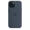 Custodia in silicone Apple iPhone 15 MagSafe Storm Blue