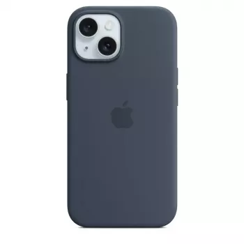 Custodia in silicone Apple iPhone 15 MagSafe Storm Blue