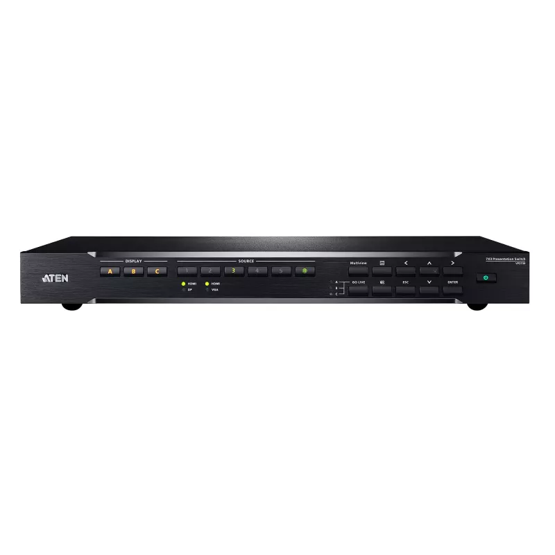 Switch per presentazioni ATEN 7 x 3, HDMI, metallo, nero, 60 Hz, 1080p, 1920 x 1200 pixel