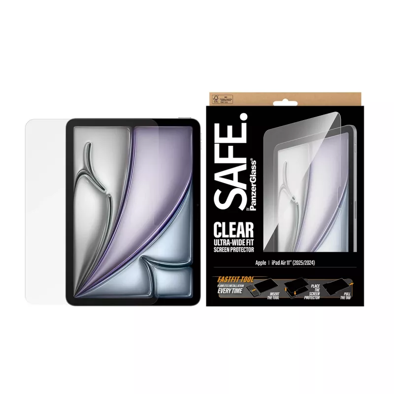 PanzerGlass SAFE. by ® pellicola protettiva per display iPad Air 11 inch (2024-2026) | Ultra-Wide Fit con strumento Fastfit