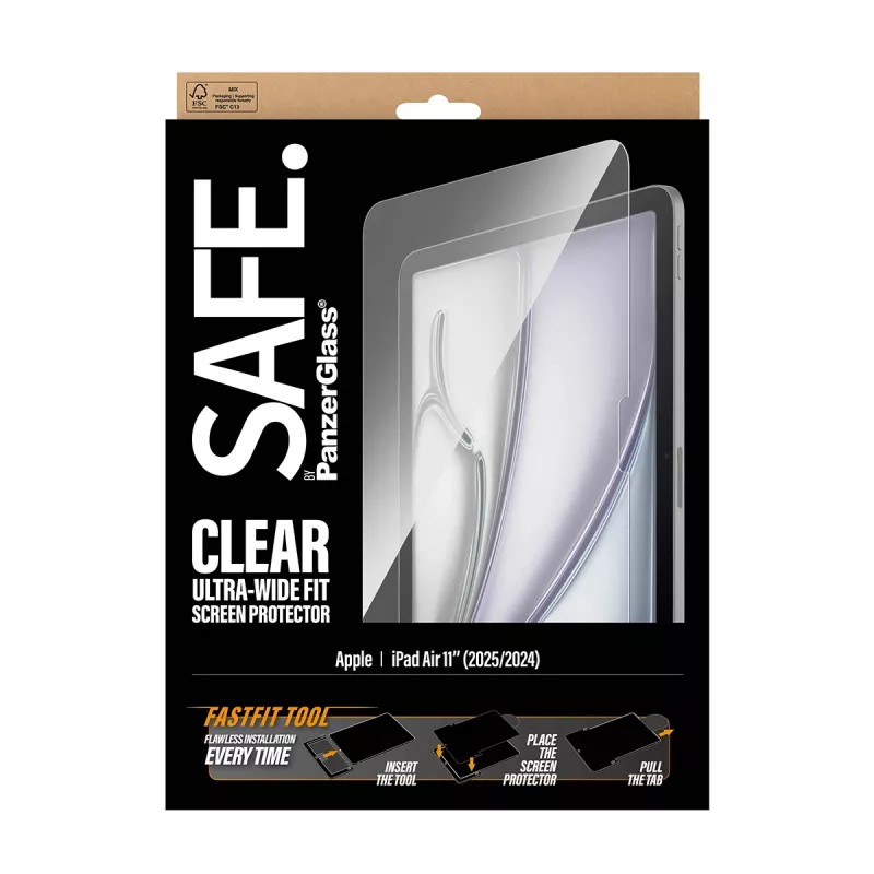 PanzerGlass SAFE. by ® pellicola protettiva per display iPad Air 11 inch (2024-2026) | Ultra-Wide Fit con strumento Fastfit