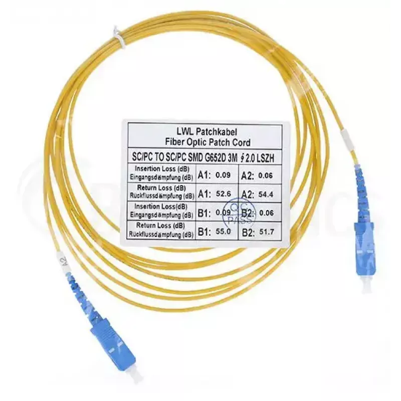 Cavo in fibra ottica BlueOptics SFP2222BU10MK SC G.657.A1 10 m giallo