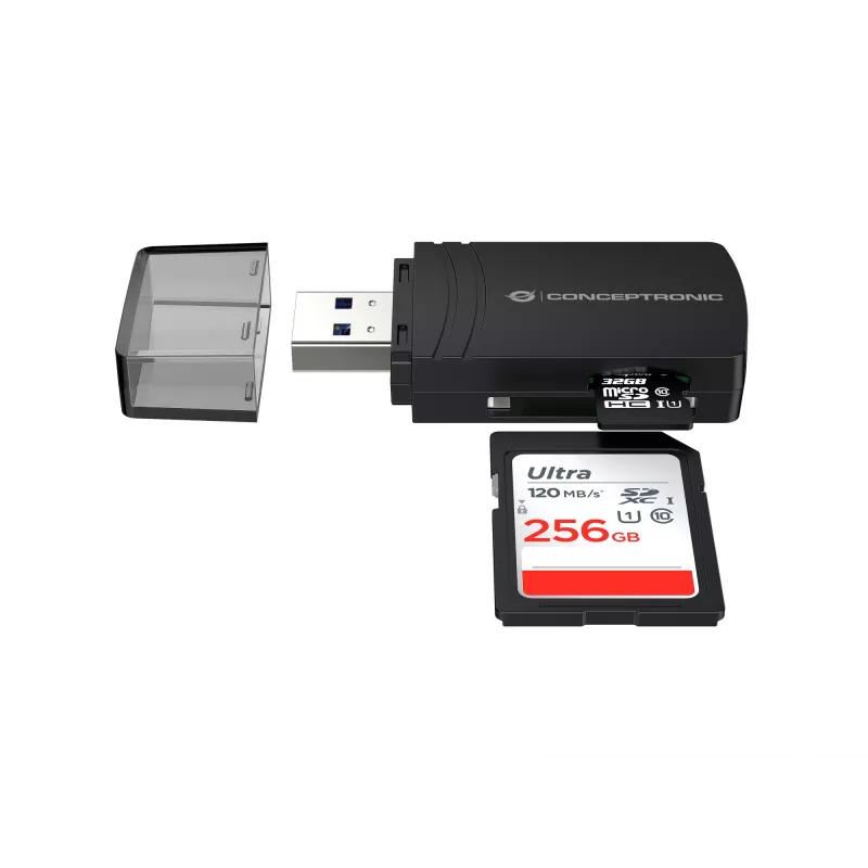 Conceptronic BIAN06B Lettore di schede SD TF/MicroSD 4.0, UHS-II, USB 3.0, 5 Gbit/s