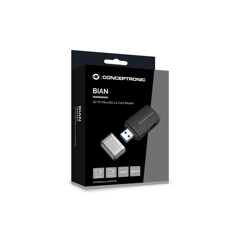 Conceptronic BIAN06B Lettore di schede SD TF/MicroSD 4.0, UHS-II, USB 3.0, 5 Gbit/s