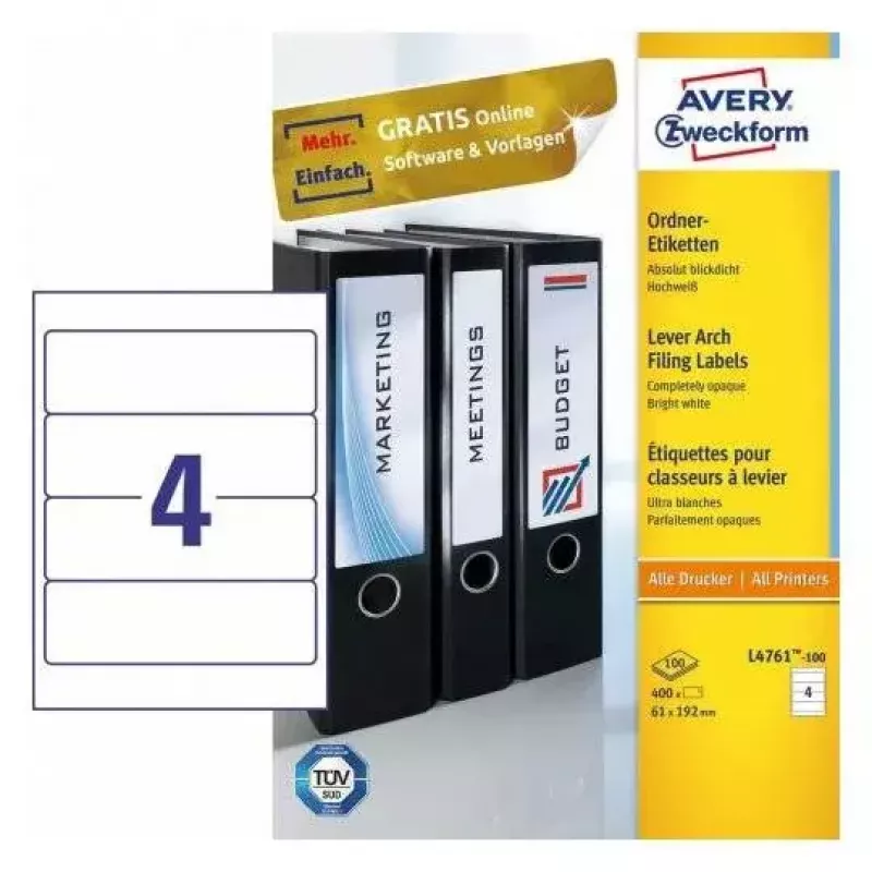 Etichetta adesiva Avery L4761-100 rettangolo arrotondato