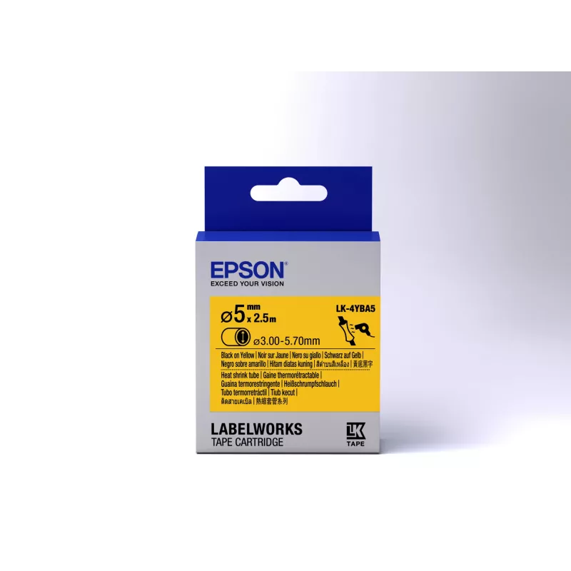 Cartuccia etichetta Epson tubo termorestringente (HST) LK-4YBA5 nero/giallo D5mm (2,5m)