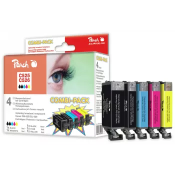 Peach PI100-140 Cartuccia d'inchiostro 5 pz. Compatibile nero, ciano, nero foto, giallo