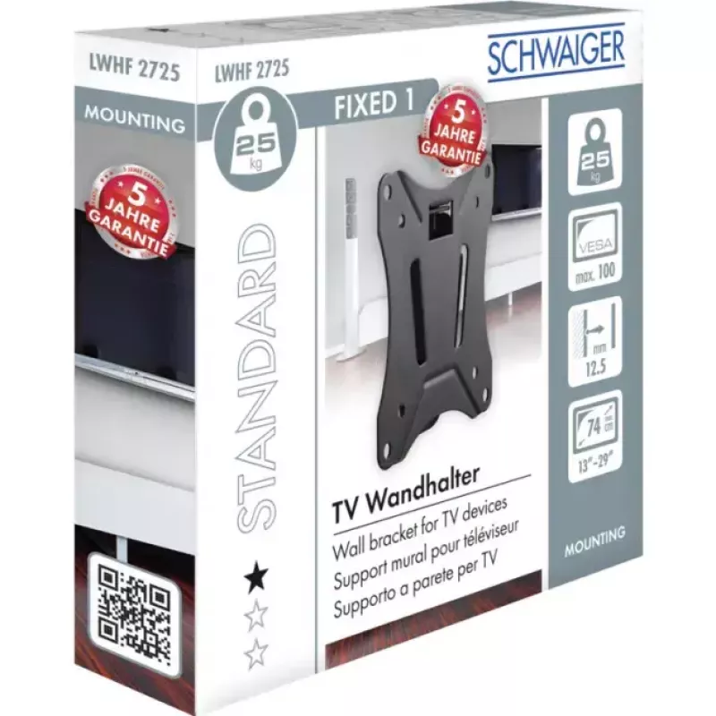 Supporto a parete Schwaiger LWHF2725 513 nero