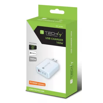 Techly IPW-PD140W-WH caricabatterie mobile powerbank, smartphone, tablet, universale bianco AC ricarica rapida uso interno