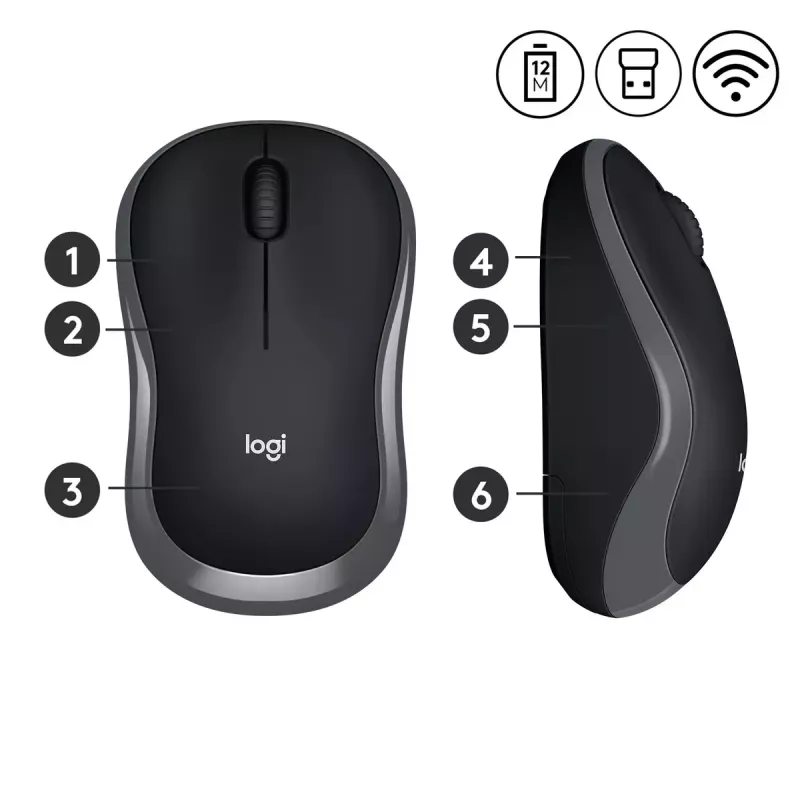 Mouse Logitech M185 Swift Wireless grigio