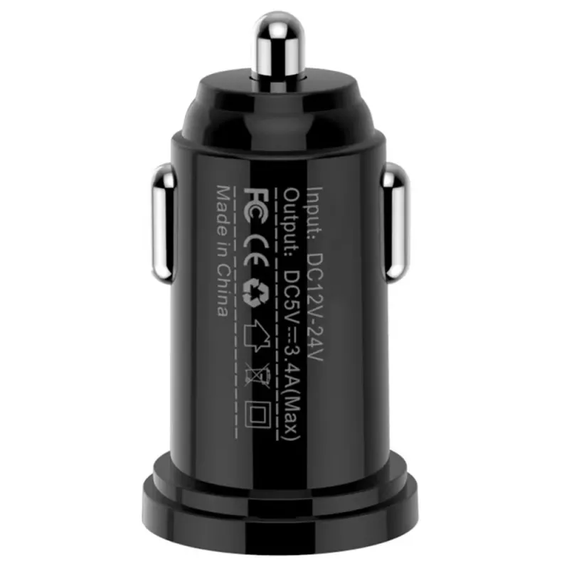 Techly Mini caricabatterie auto 2 porte USB-A 24W / 4,8A nero