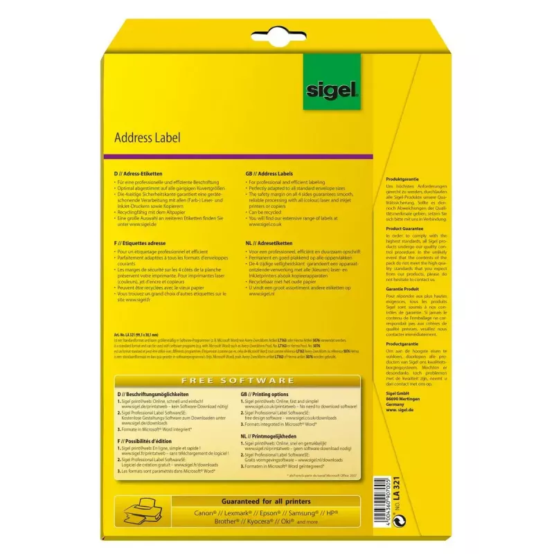 Etichette non adesive Sigel LA321
