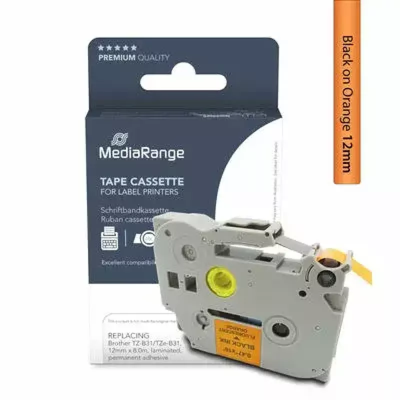 Nastro per stampante MediaRange MRBTZB31 nero 1,2 cm x 8 m