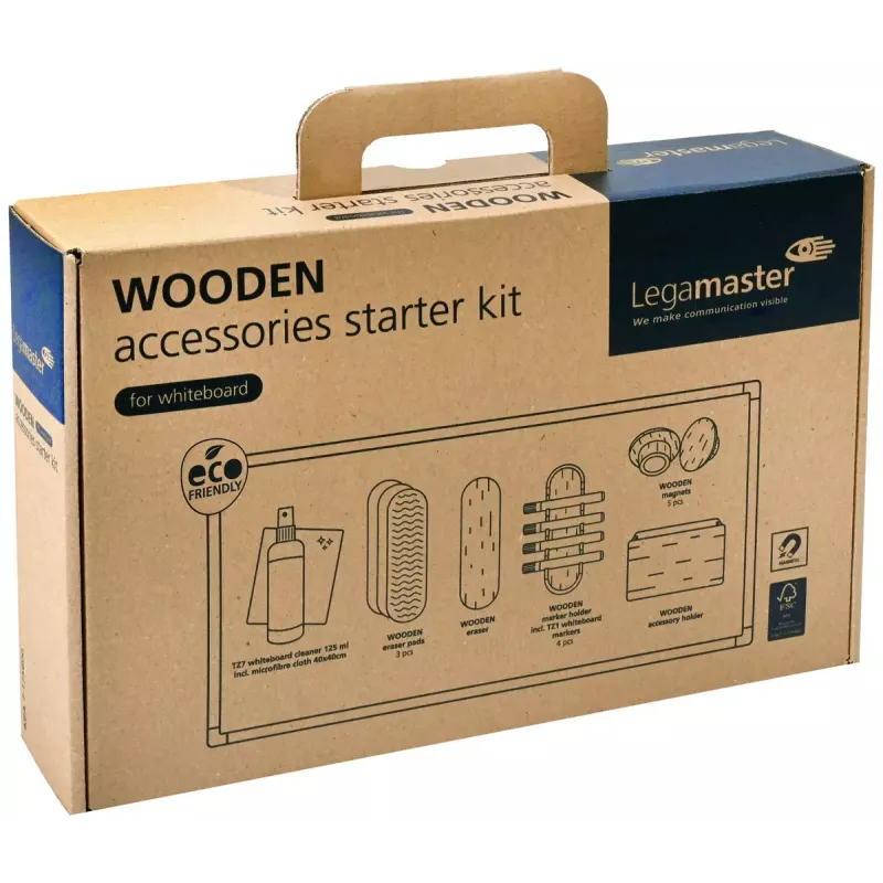Set accessori Legamaster WOODEN 17 pezzi certificato FSC