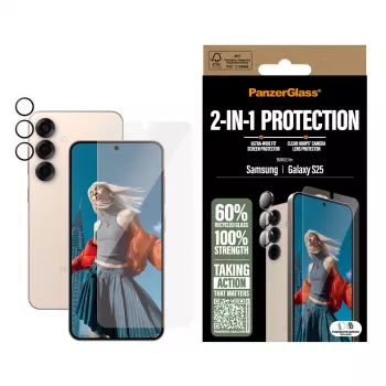 PanzerGlass pacchetto protezione 2 in 1 Samsung Galaxy S25 antigraffio e antishock