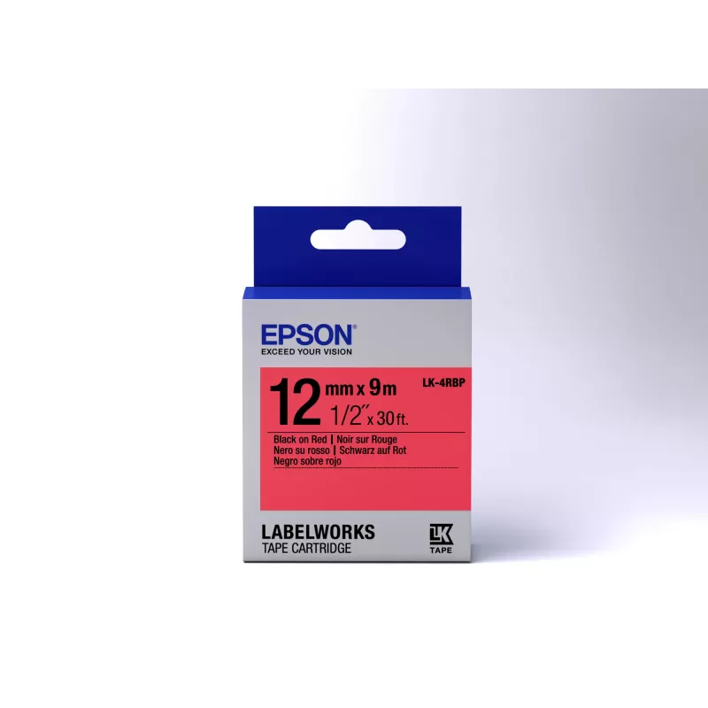 Cartuccia etichetta Epson Pastel LK-4RBP nero/rosso 12 mm (9 m)