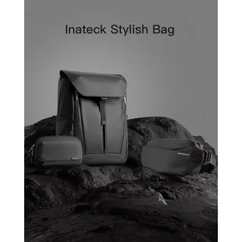 Borsa a tracolla Inateck LB03014 — unisex poliestere 900D, zip, 4 l, nero